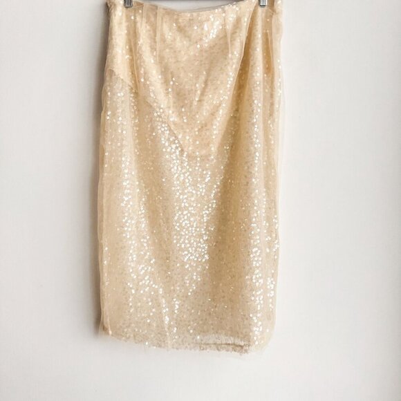 JASON WU Cream Ivory Sheer See Through Sequin Skirt Size 6 - Picture 4 of 7